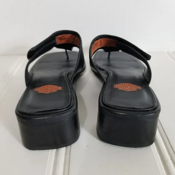 Harley Davidson Sandals Womens Size 6.5 Black Chunky  Leather Summer Shoes