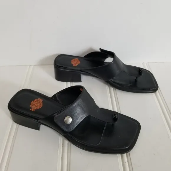Harley Davidson Sandals Womens Size 6.5 Black Chunky  Leather Summer Shoes