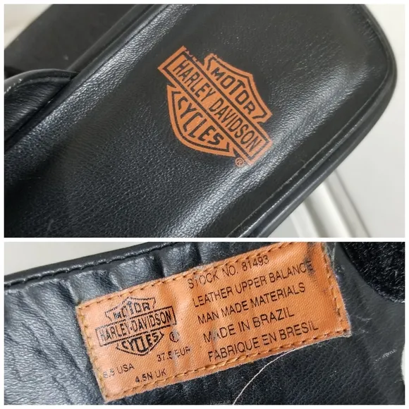 Harley Davidson Sandals Womens Size 6.5 Black Chunky  Leather Summer Shoes