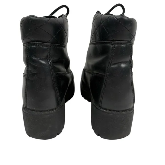Harley Davidson Womens Black Leather Combat Boots Rugged Design Chunky Soles