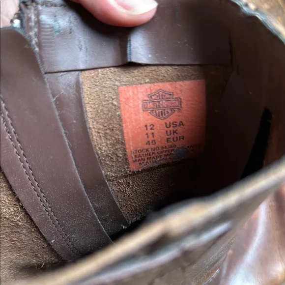 Harley Davison Brown Leather Mid-Calf Boots with Rounded Toe