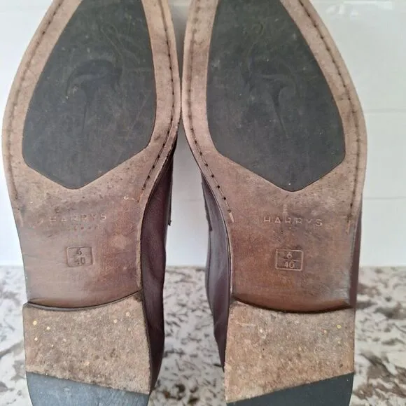 HARRYS OF LONDON  Brown Penny Strap Edward Toe Slip On Leather Loafers size 6/40