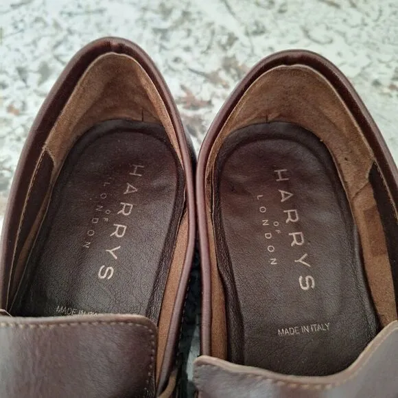HARRYS OF LONDON  Brown Penny Strap Edward Toe Slip On Leather Loafers size 6/40