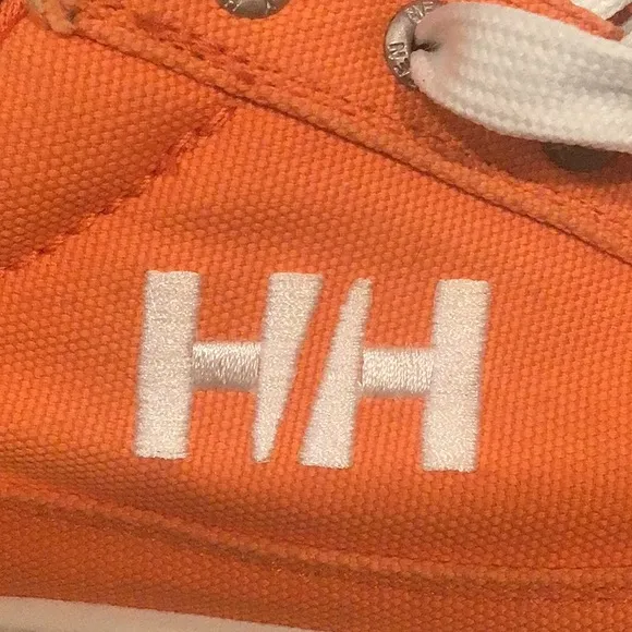 Helly Hansen Orange Canvas White Lace Up Deck Boat Shoe Preppy Sneakers