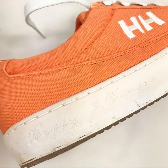 Helly Hansen Orange Canvas White Lace Up Deck Boat Shoe Preppy Sneakers