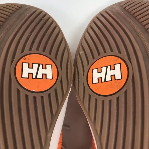 Helly Hansen Orange Canvas White Lace Up Deck Boat Shoe Preppy Sneakers