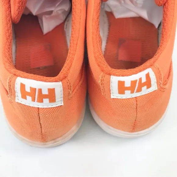 Helly Hansen Orange Canvas White Lace Up Deck Boat Shoe Preppy Sneakers