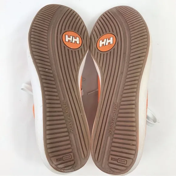 Helly Hansen Orange Canvas White Lace Up Deck Boat Shoe Preppy Sneakers