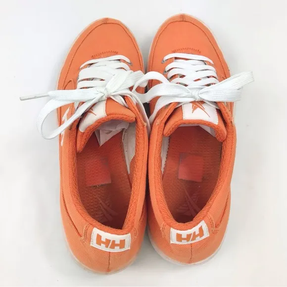 Helly Hansen Orange Canvas White Lace Up Deck Boat Shoe Preppy Sneakers