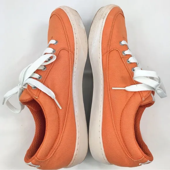 Helly Hansen Orange Canvas White Lace Up Deck Boat Shoe Preppy Sneakers