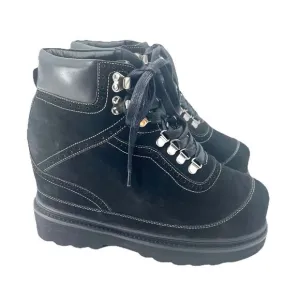 HJC Black Suede Hidden 5&quot; Platform Chunky Gothic Boots