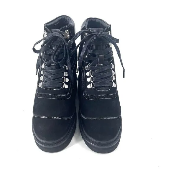 HJC Black Suede Hidden 5&quot; Platform Chunky Gothic Boots