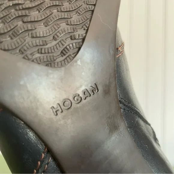Hogan Mid Calf Moc-Sewn Boots in Black Italian Leather *Italy*