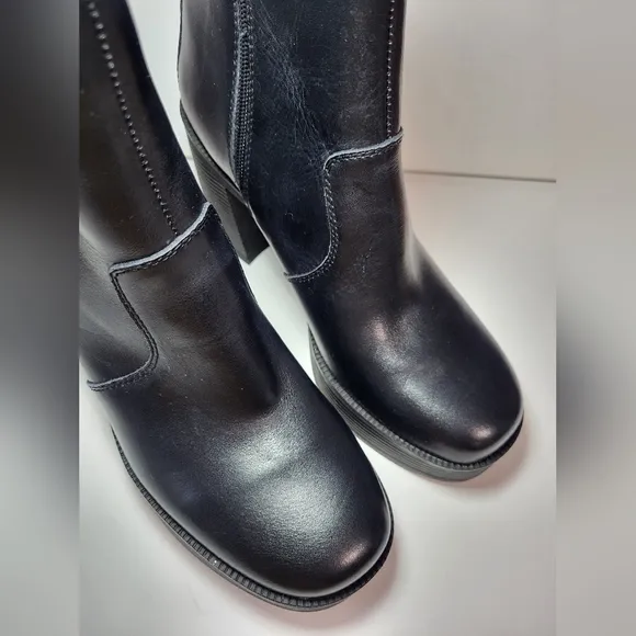 House of Harlow 1960 Hawthorne Chunky Black Leather Punk Boots Women's Size 9