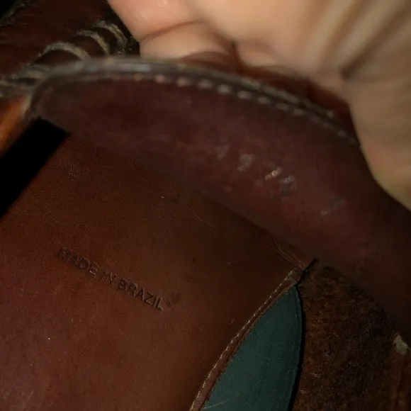 HS Task Bozeman Montana Brown Leather Penny Loafers Made In Brazil 9.5M