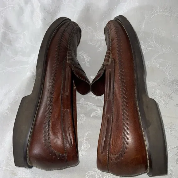 HS Task Bozeman Montana Brown Leather Penny Loafers Made In Brazil 9.5M