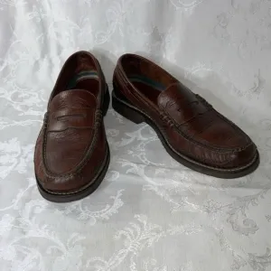 HS Task Bozeman Montana Brown Leather Penny Loafers Made In Brazil 9.5M