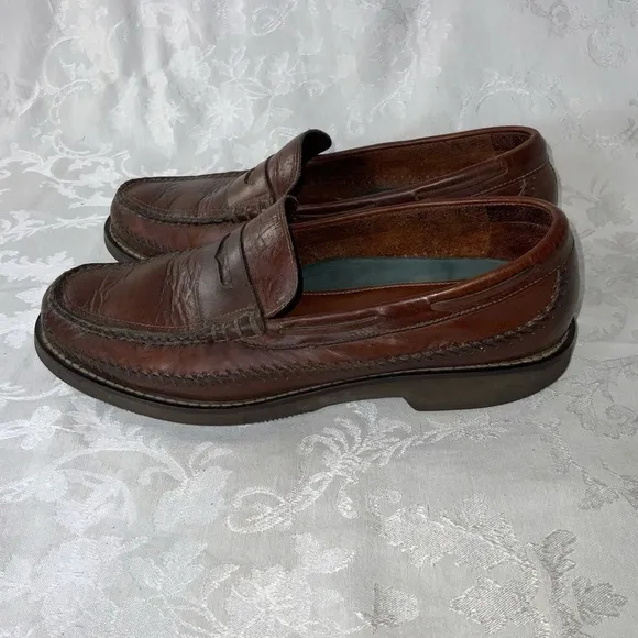 HS Task Bozeman Montana Brown Leather Penny Loafers Made In Brazil 9.5M