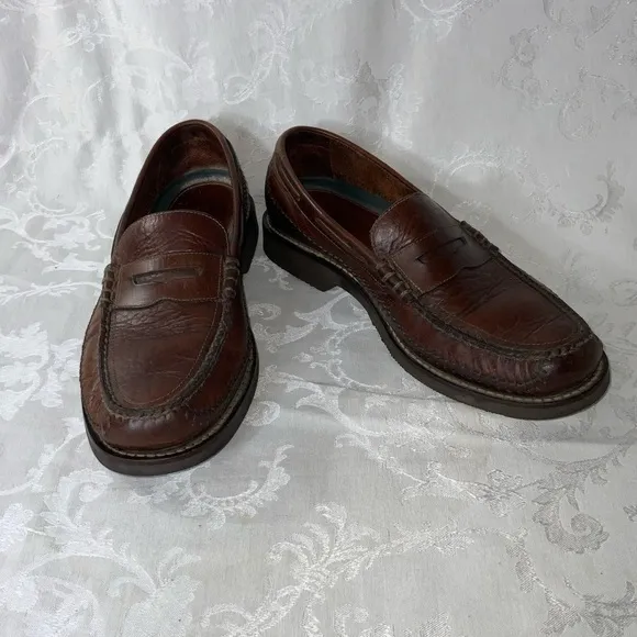 HS Task Bozeman Montana Brown Leather Penny Loafers Made In Brazil 9.5M