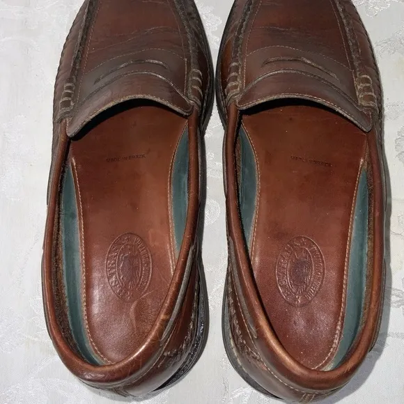 HS Task Bozeman Montana Brown Leather Penny Loafers Made In Brazil 9.5M