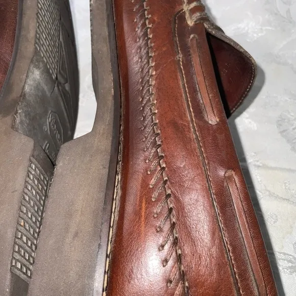 HS Task Bozeman Montana Brown Leather Penny Loafers Made In Brazil 9.5M