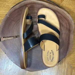 HTF KORK EASE 3 STRAP LEATHER SLIP ON SANDALS