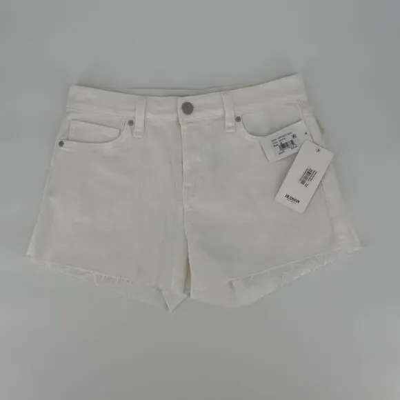 Hudson Gemma 26 White Raw Hem Denim Shorts Mid Rise Stretch NWT Summer Essential