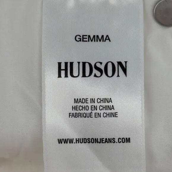 Hudson Gemma 26 White Raw Hem Denim Shorts Mid Rise Stretch NWT Summer Essential