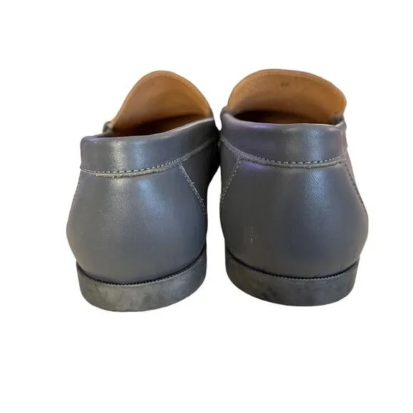 Hugs and Co  Men's Gray Leather Loafers Size 12 Casual Shoes penny loafers