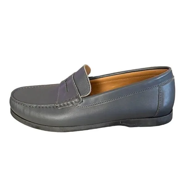 Hugs and Co  Men's Gray Leather Loafers Size 12 Casual Shoes penny loafers