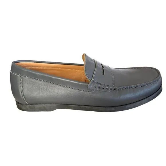 Hugs and Co  Men's Gray Leather Loafers Size 12 Casual Shoes penny loafers