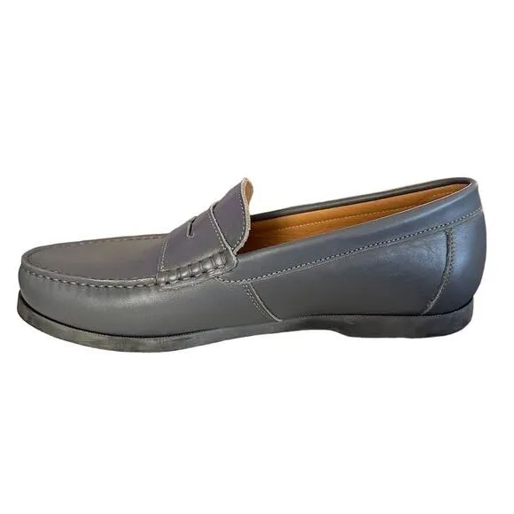Hugs and Co  Men's Gray Leather Loafers Size 12 Casual Shoes penny loafers