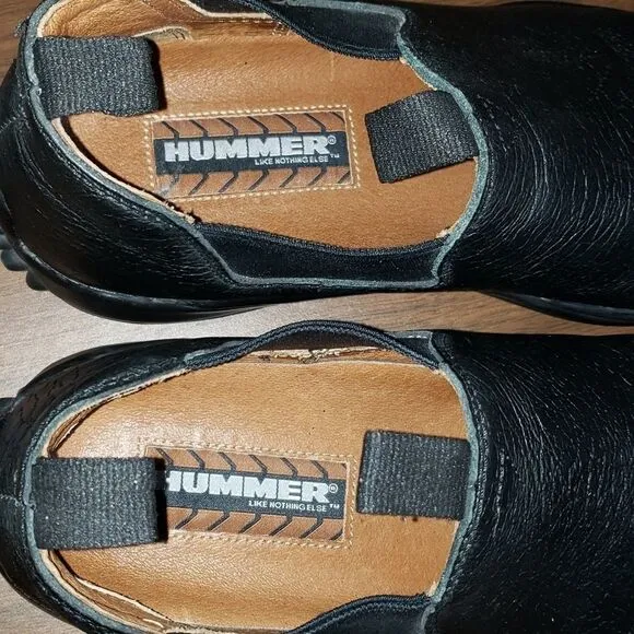 Hummer Mens Casual‎ Chelsea Style Slip On Black Leather Driving Shoes Size 10½