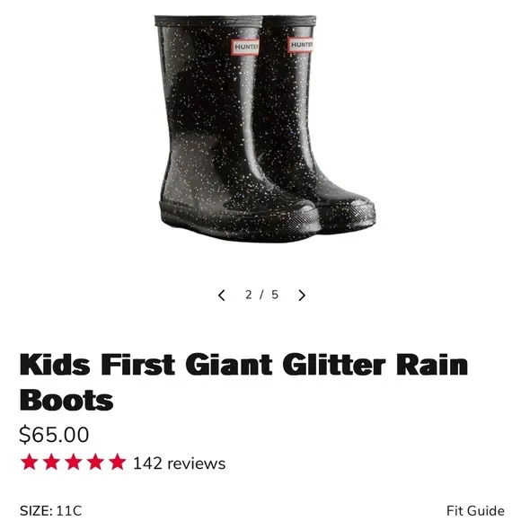 HUNTER Black Glitter Rain Boots with Glossy Finish-EXCELLENT USED CONDITION