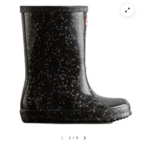 HUNTER Black Glitter Rain Boots with Glossy Finish-EXCELLENT USED CONDITION