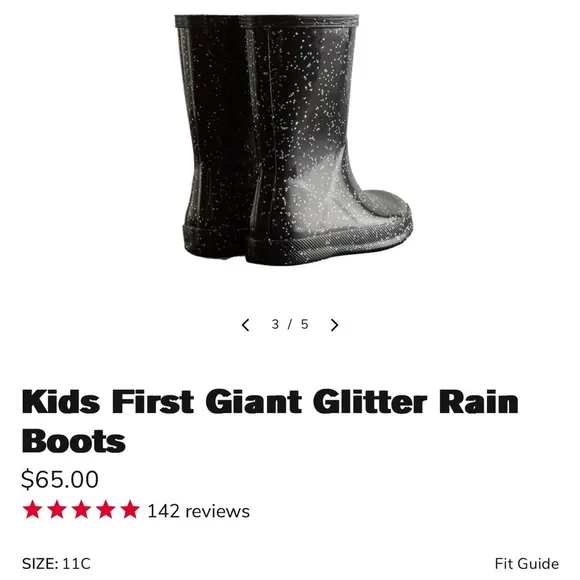 HUNTER Black Glitter Rain Boots with Glossy Finish-EXCELLENT USED CONDITION