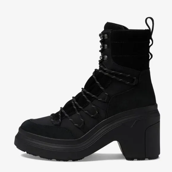 Hunter Explorer Mid Lace-Up Leather Heeled Boots