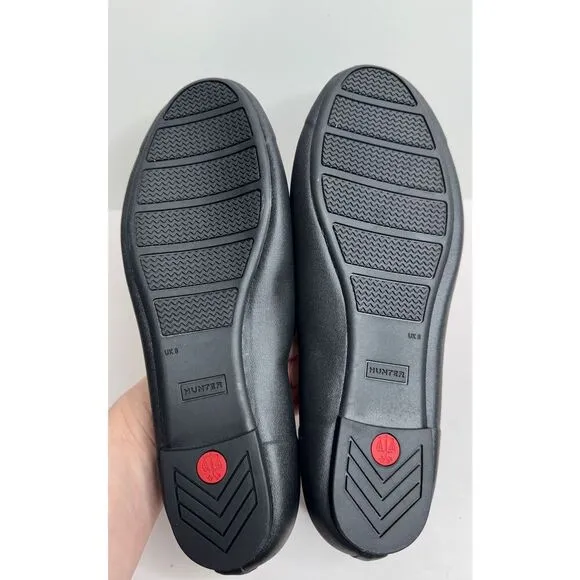 Hunter Flats Size 10 US Black Waterproof Foldable Slip On Casual Shoes