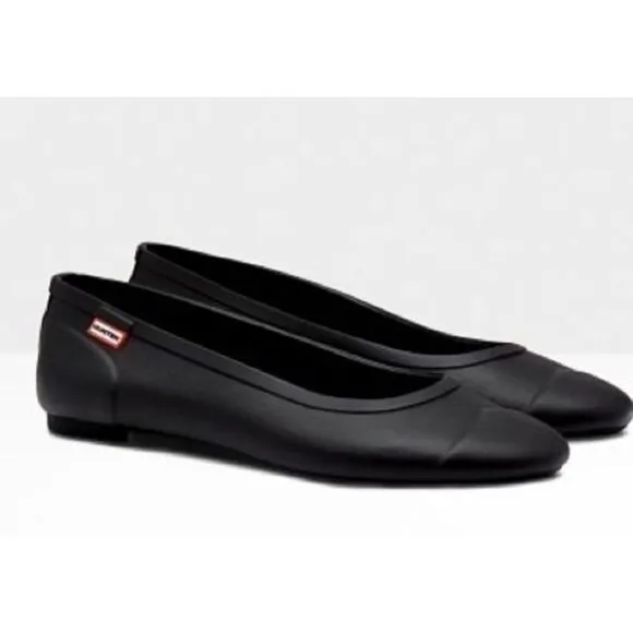 Hunter Flats Size 10 US Black Waterproof Foldable Slip On Casual Shoes