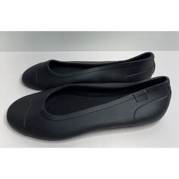 Hunter Flats Size 10 US Black Waterproof Foldable Slip On Casual Shoes