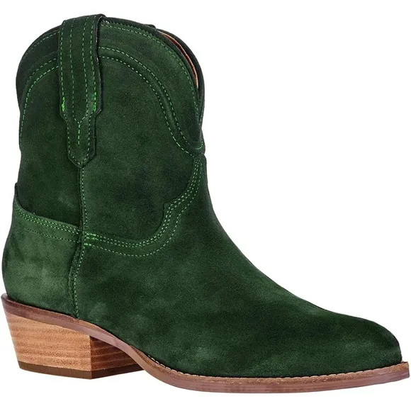 Hunter Green Suede Cowboy Boots