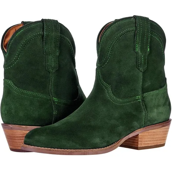 Hunter Green Suede Cowboy Boots