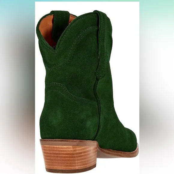 Hunter Green Suede Cowboy Boots