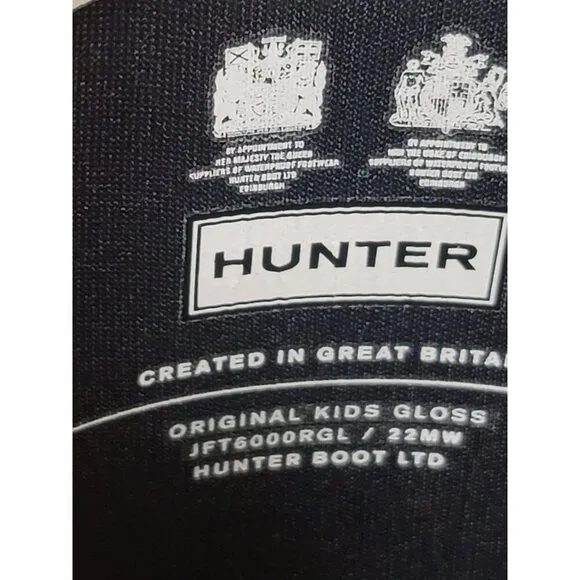 Hunter Kids Navy Blue Glossy Rain Boots With Adjustable Buckle Strap Size 3/4