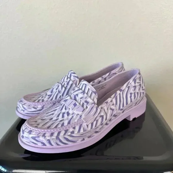 Hunter Penny Loafers Refined Coral Print Waterproof Purple Dawn Size Women's 8