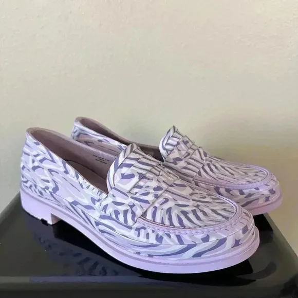Hunter Penny Loafers Refined Coral Print Waterproof Purple Dawn Size Women's 8
