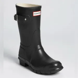 Hunter | Women’s black shiny calf length rain boots adjustable calf straps sz 6