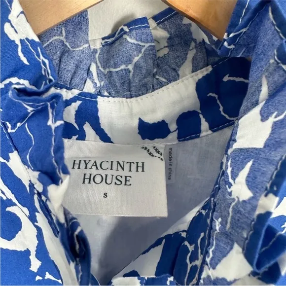 HYACINTH HOUSE Blue Floral Ruffle Collar Louisa Maxi Dress