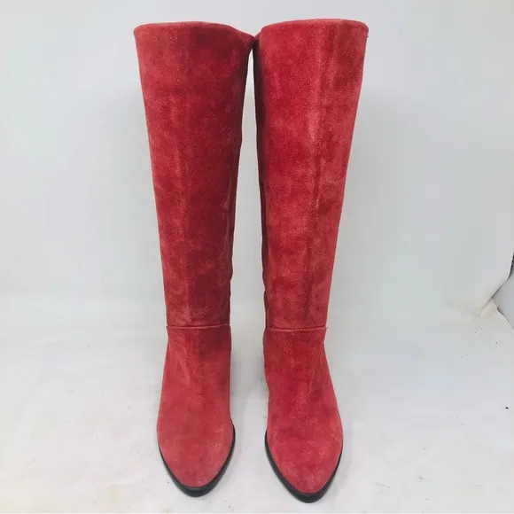 I. Magnin Coral Pink Suede Mid Calf Boots Italy