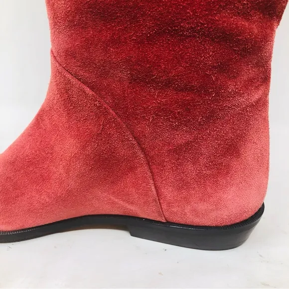 I. Magnin Coral Pink Suede Mid Calf Boots Italy